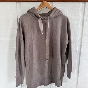 Aerie Neutral Brown Basic Hoodie with Drawstring and Zipper Sides Casual Minimal
